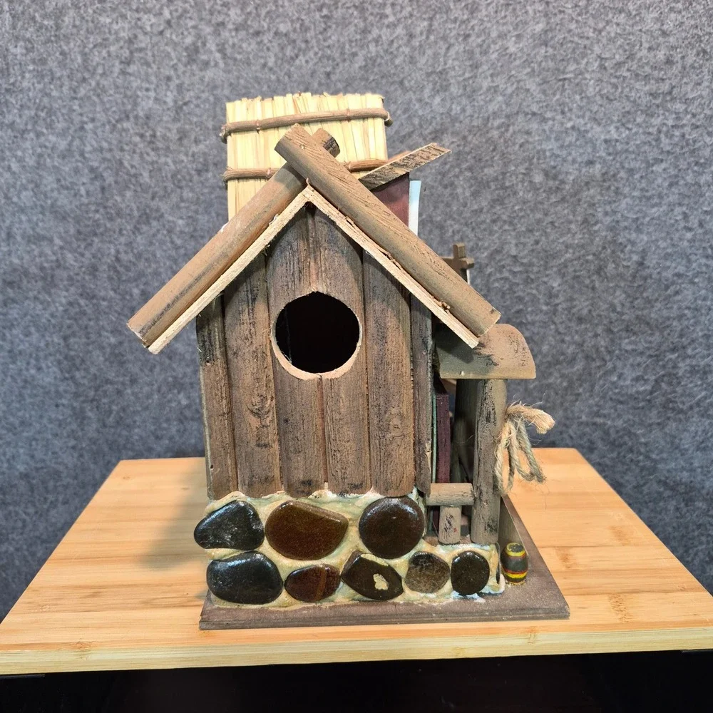 Wagon Wheel Restaurant Birdhouse Rustic Kitsch Cottagecore Garden Outdoor